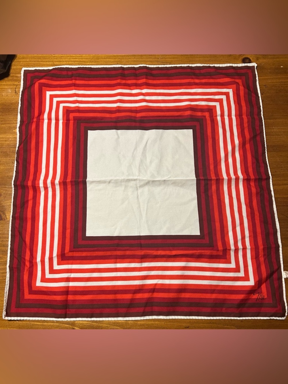 Large Bold Red and White Striped Square Scarf